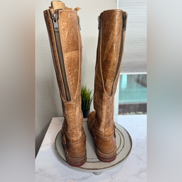 Bed‑Stü Womens Tall Leather Riding Boots Size 7.5 Tan Distressed Tanned Leather - Picture 6 of 9